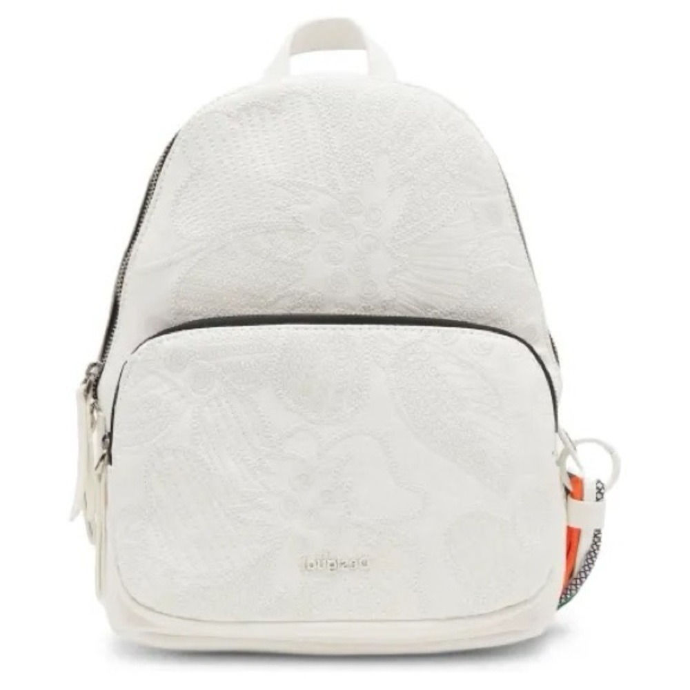 Desigual White Floral embroidery Backpack